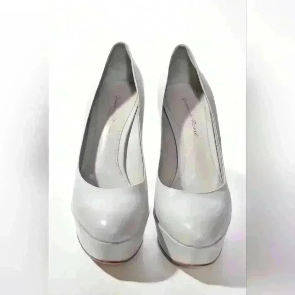 NWOB GIANVITO  ROSSI Dove Grey Smooth Calf Leather Platform Pumps 38.5 Italy - Picture 2 of 9